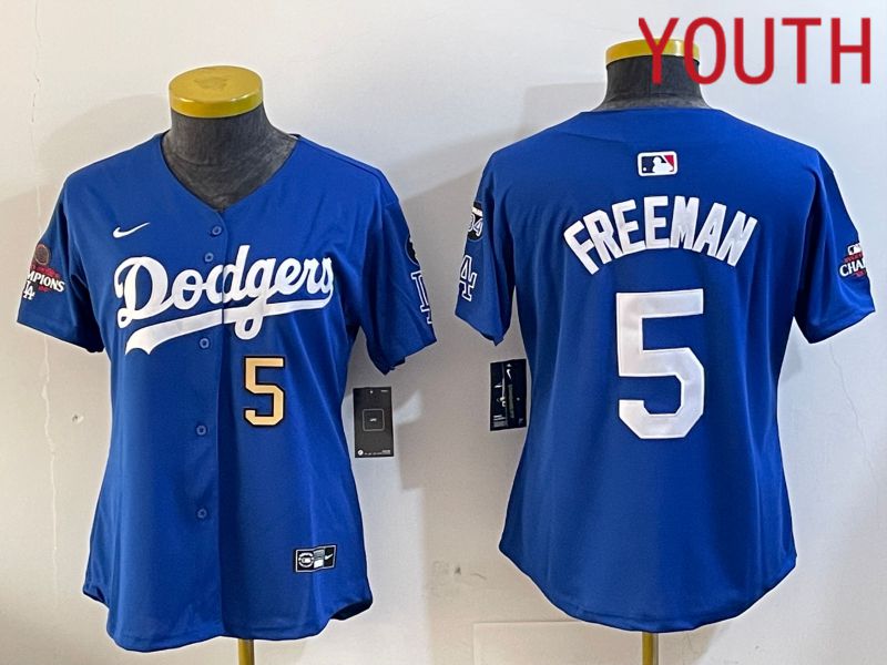 Youth Los Angeles Dodgers #5 Freeman Blue Game 2024 Nike MLB Jersey style 12051